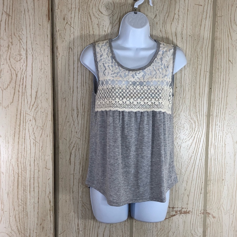 Self E Ruched Lace-Trim Tee Size S